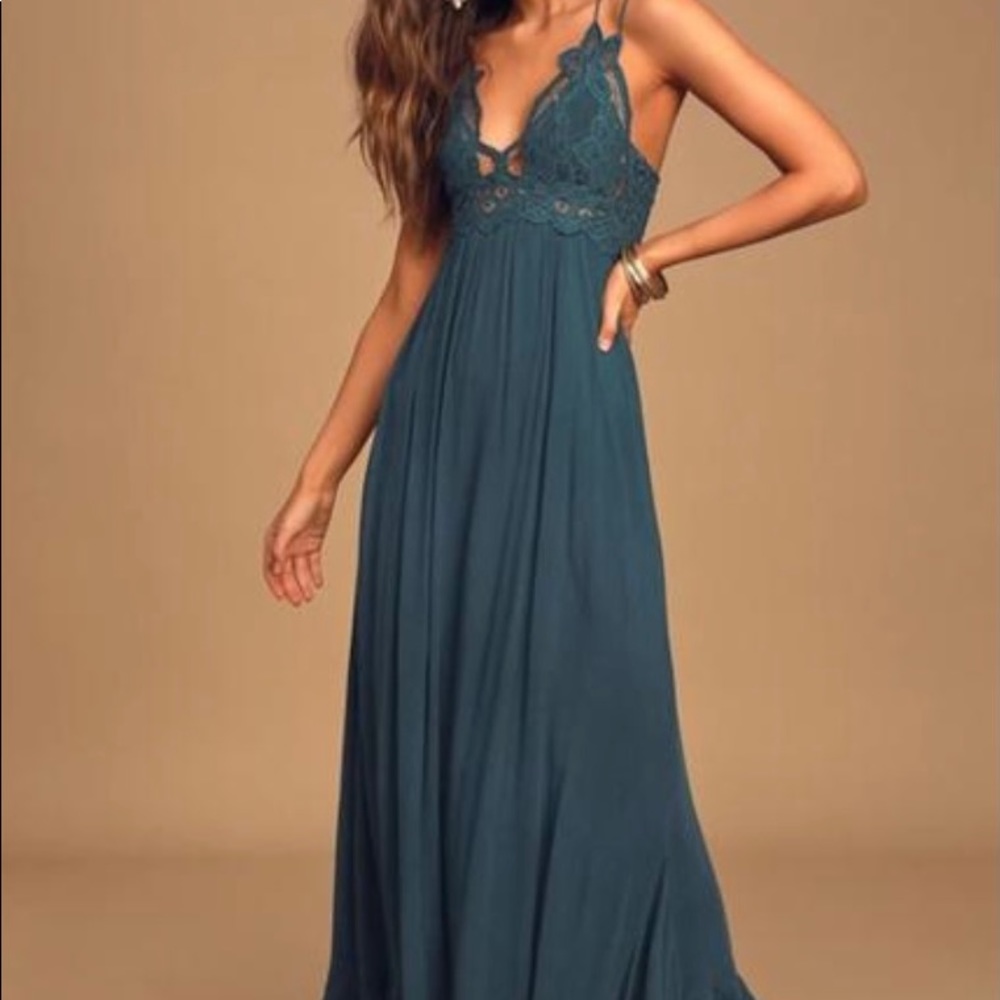 NWT ‘Free People’ Maxi, Casual “Adella” Slip Dress in Turquoise, size S